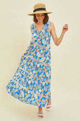 HEYSON Full Size Bohemian Printed Crochet Trim Maxi Dress